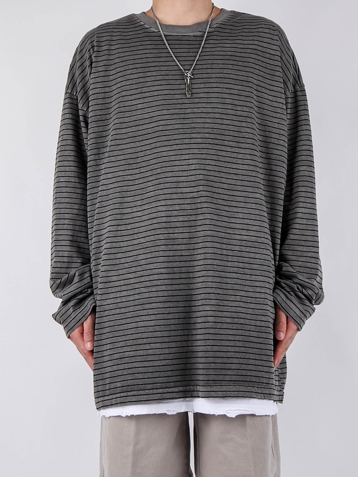 NU Pigment Striped Long Sleeve Tee (4color)