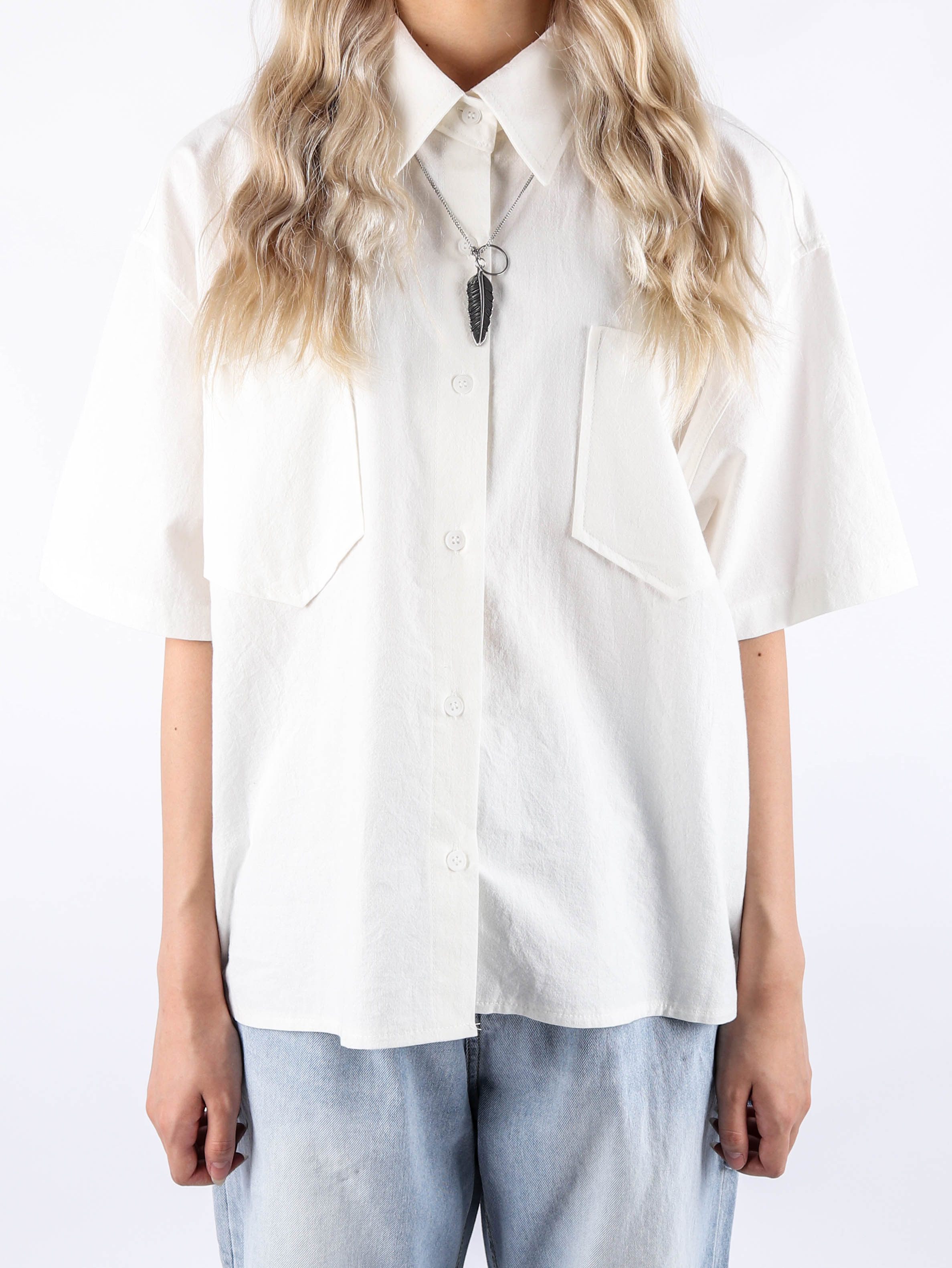 NV Linen Crop Short Sleeve Shirt (3color)
