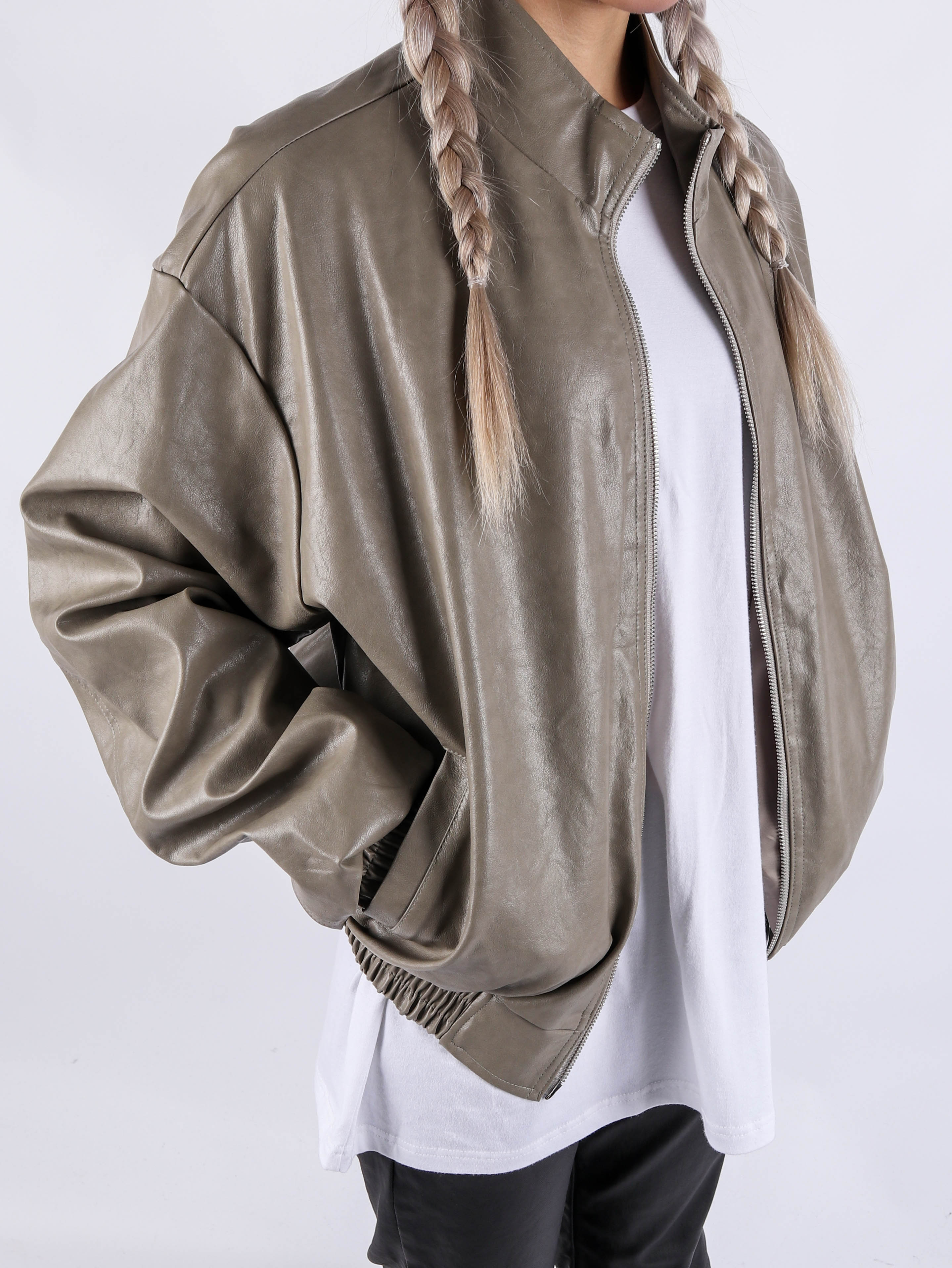 DT Minimal Leather Crop Jacket (3color)